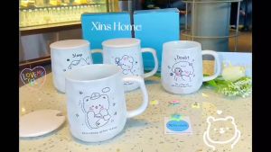 Cốc ly sứ uống nước Hoạt Hình 425ML / cốc có nắp và thìa dễ thương/ cốc sứ style Hàn Quốc /cốc nước cốc cà phê ăn sáng
