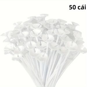 50 Que Bóng Bay Màu Trắng Có Thể Tái Sử Dụng Dài 32cm Dành Cho Các Dịp Kỷ Niệm Sinh Nhật Và Mọi Loại Tiệc Tùng - Phụ Kiện Bóng Bay Bằng Nhựa