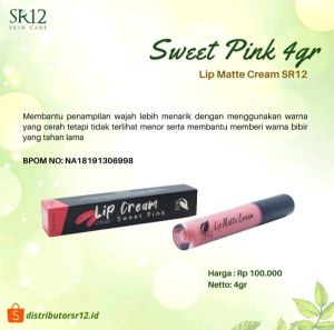 LIP CREAM MATTE SWEET PINK SR12 / LIPCREAM BPOM / WARNA LEBIH TAHAN LAMA / MENCERAHKAN BIBIR