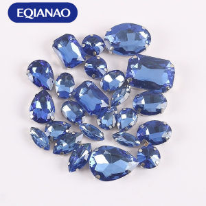 EQIANAO 24Pcs Mixed Shapes Sew On Rhinestones Glass Crystal Claw Rhinestones for Clothing Wedding Dress DIY Crafts Decoration