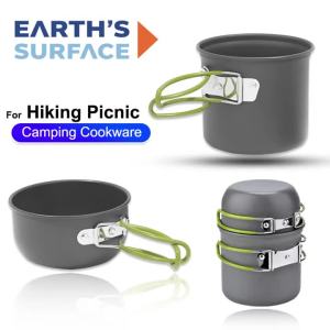 Camping Cookware Mess Kit Ultralight Camping Pot Set Outdoor Cooking Tableware for Hiking Trekking Picnic Fishing Mountaineering