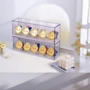 Acrylic Marathon Medal Display Stand Gold Medal Storage Box Dustproof Transparent Desktop Organizer Long Rectangle Shape
