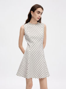 LANCY FROM 25 | Polka Dot Print Sleeveless French A-line Dress