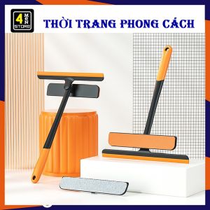 Cây Lau Kính Thông Minh 3in1 Xoay 360 độ  Gạt Chùi Kính Đa Năng  / Chổi Lau Kính Kèm Gạt Nước Silicone Chống Trượt Nhỏ Gọn Tiện Lợi