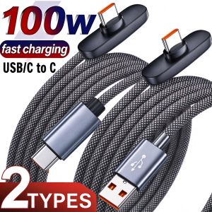 90 Degree USB-Type C / Type C-Type C Cable 100W Quick Charging Data Cord Transfer Cable Portable Right Angle Dual TypeC Wire for iPhone Samsung Xiaomi Huawei