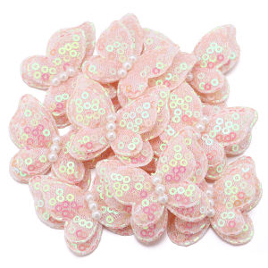 10Pcs 44*34mm Padded Sequins Butterfly Appliques For Clothes Hat Shoes Sewing Patches DIY Headwear Hair Clips Bow Decor