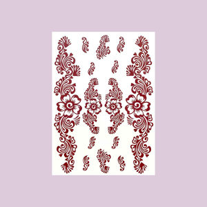 Maroon Henna Tattoo Stickers for Hand and Body Flower Temporary Tattoos for Women FakeTattoo for Wedding Festival
