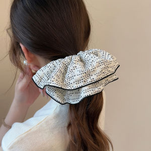 Black White Polka Dot Multi-Layered Pleated Hair Ties Womens Full Head Volume Starry Sky New Vintage Hair Bands Puffy Head Flowers