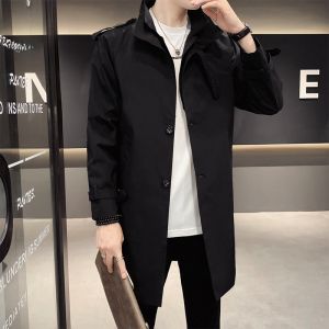 ROMON | Lormen Mens Casual Long Coat Spring Autumn New Style Fashionable Business Leisure Turn-down Collar Mens Outerwear Jacket
