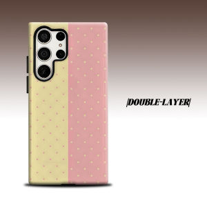 Pink Yellow Dot For Samsung Galaxy S26 S25 S24 A56 A36 Dual Layer Luxury Fashion Full Lens Protective Case