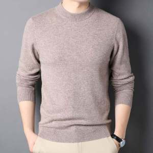 Mens Thickened High Collar Sweater Double Knit Warm Inner Winter Solid Color High Flip Collar Knitwear Fashion Urban Style