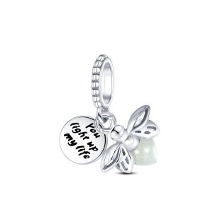 Mặt Dây Chuyền Chuỗi Hạt Hình Đom Đóm Bạc Sterling 925 Nguyên Bản Mula Dùng Làm Vòng Tay Tự Chế Charm Zircon Phát Sáng Cổ Điển Quà Tặng Nữ Trang.