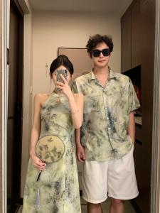 Couples New Chinese Style Young Adult Qipao Dress Summer 2025 Standard Fit Short Sleeve Decorative Button Embellished Blended Fabric