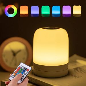 NEW LED Touch Night Light Rechargeable RGB Dimmable Table Lamps Remote Control Ambient Light for Bedroom Living Room