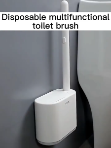 Wall-Mounted Disposable Toilet Brush Set - No Drilling Required 360° Cleaning with Brush Head Storage | No More Keeping Of Dirty Brush