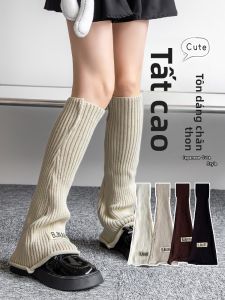 JINGCHI | Tất ống dài dày dặn cho nữ mùa thu đông Tất ống dài Y2K Tất ống dài ấm áp cho bé gái Tất ống dài hình nắp chai