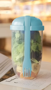 Zaman Now - Wadah Buah & Sayur Salad Anti Ribet / Wadah Salad On The Go Fresh & Simple / Salad Cup Portable dengan Tempat Saus