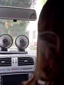 Car Fan Double Headed 12V&24V 360° Rotatable Adjustable Car Cooling Fan USB Truck Fan Vehicle Fan