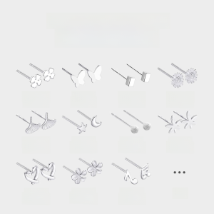 Earring S999 Pure Silver Womens through Body Full Silver Jewelry 2025 New Hot Silver Needle Ear Stick Earring Small Ear Ornament