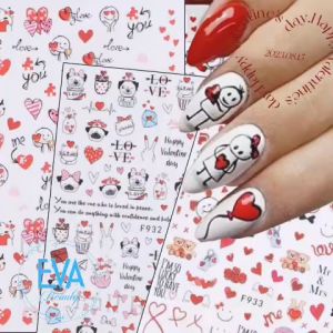 Decal Dán Móng Tay 3D Nail Sticker Love Colecction Hoạ Tiết Trái Tim Tình Yêu Hug Me Love F933 / F934 / F935