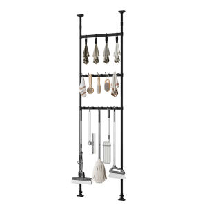 QIANKUOTAI | Freestanding Indoor Broom Mop Holder Multi-layer Organizer