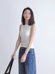 Wide Shoulder Sleeveless One-Shoulder Vest Womens Slim Fit Inner And Outer Wear Bra Included Chest Pad Tank Top