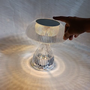 Lampu Meja Jamur Kristal LED USB 3 Warna Touch Control – Lampu Hias Akrilik Dekorasi Estetik Kamar / Ruang Tamu