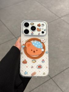 SENBO | Cute Bear Sleep Hat Design Phone Case for iPhone 17 Pro Max Full Body Drop Protection Ultra-Thin Magnetic Silicone