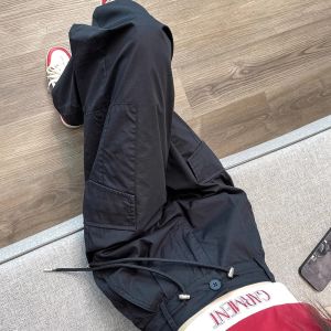 Quần Ống Rộng Màu Đen Cho Nữ Mùa Hè Mỏng Rộng Rãi Quần Dài Nhanh Khô Quần Dài Công Sở Phong Cách Mỹ Quần Dài Thường Ngày