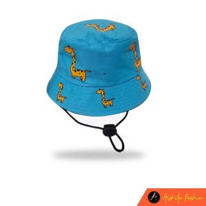 topi backet karakter jerafah castem border nama sendiri