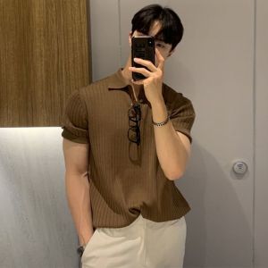 Summer Sports And Leisure Slim Fit T-Shirt Fashionable Mens Golf Polo Shirt Open Neck Breathable Quick Drying Short Sleeved Top