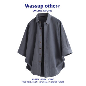 Fashion Trendy Solid Color Casual Loose Versatile Mens 7/8 Sleeve Shirt