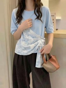 AIYITI | Flattering Slimming Large Size T-Shirt Blue