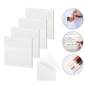 100-500 Sheets Transparent Sticky Notes 3x3 Inch Clear Waterproof Self-Adhesive See Through Sticky Note Pads Book Annotation