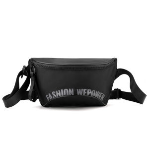 Casual Sports Mens Large Capacity Crossbody Bag Riding Waist Bag Street Trend Nylon Fabric Zipper Closure Soft Shoulder Strap