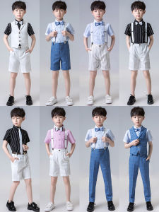 Boys Summer Formal Suit Set Stylish Little Host Child Fashion Show Performance Costume Thin Model Shot Available in Various Sizes
