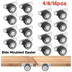 4/8/16Pcs Side Mount Caster Wheels Mini 1.25 Silent TPE Rubber Casters Universal Furniture Wheel Low Profile Roller Pulley