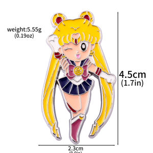 Magical Sailor Girl Cosplay Enamel Pins Fashion Colorful Moon Brooch Cute Cartoon Badge for Friends Jewelry Gifts Tsukino Usagi