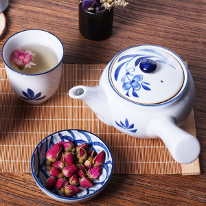 Japanese Style Ceramic Tea Pot with Handle Filter for Gongfu Tea Making Heat Resistant Retro Home Use Tea Cup Set Handmade