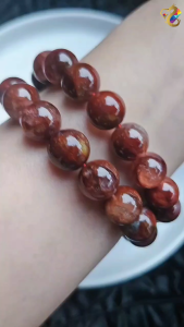 Super Premium Fiery Red Volcano Icy Red Rabbit Rutilated Quartz Bracelet