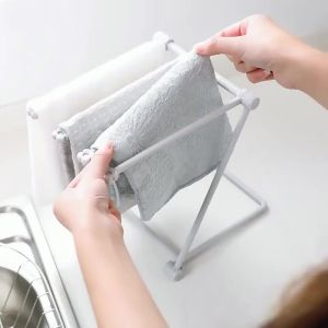 1PC Có Thể Gập Lại Để Bàn Giá Để Đồ Không Cần Khoan Nhà Bếp Khăn Lau Bát Đĩa Giá Treo Khăn Để Bàn Cốc Sắp Xếp Lưu Trữ Nhựa