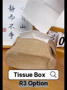 [Ready Stock] PU Leather Cotton Linen Foldable Tissue Box Tissue Holder Car Tissue Hanging Storage Organizer Home Decoration Indoor Living Room Bedroom Kitchen Bathroom Toilet Cheap Durable Portable Minimalist Modern Simple White Grey Black Line Square