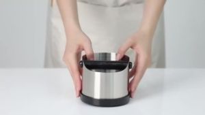 1Pc Coffee Knock Box Stainless Steel Espresso Grounds Knock Boxes with Non Slip Base Slag Bucket Coffee Ground Knock Box for Bar