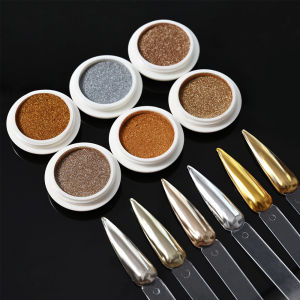 6Colors/Set Metallic Mirror Chrome Nail Powder Holographic Chameleon Glitters Manicure Dust Rose Gold Champagne DIY Nail Powder