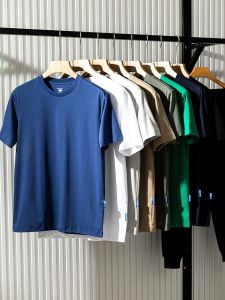 Mens Summer Short Sleeve T-Shirt round Neck Base Layer Half Sleeve Trendy Brand Solid Color Fashion Urban Business Casual