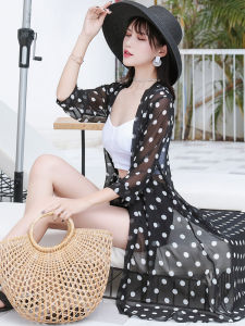 เสื้อคลุมกันแดดทรงหลวมยาวปานกลางสำหรับผู้หญิง เสื้อคลุมกันหนาวแบบบาง เสื้อคลุมกันหนาวชายหาด เสื้อคลุมกันหนาวแบบระบายอากาศได้ดี เสื้อคลุมกันแดดสำหรับการเดินทางในฤดูร้อน