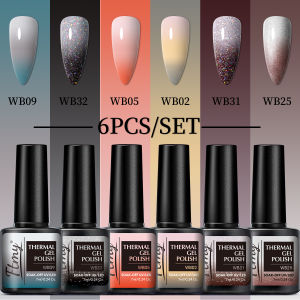 7ML Gel Nail Polish Spring Summer Pink Purple Glitter Polisher Semi-Permanent Nail Design Snow Glitter Temperature Color Changin