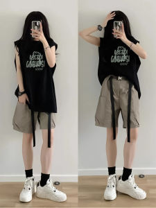 Extra Large 300 Pounds Black Outdoor Wearing Sports Tank Top Women Summer New Design Sleeveless T-Shirt Trendy Cotton Blend Elastic Fiber