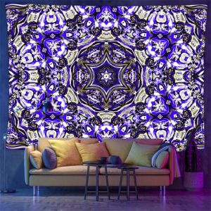 VIKAMA Blacklight Mandala Tapestry UV Reactive Bohemian Psychedelic Print Wall Hanging Trippy Room Party Home Decor