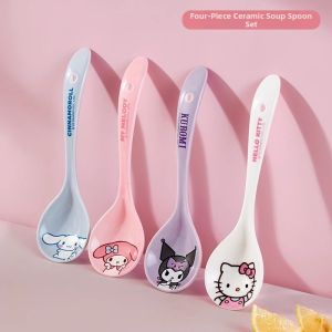 Household Large Long Handle Soup Rice Spoon Ceramic